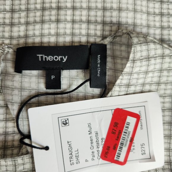 THEORY Grid Silk Shell Top, Petite - Picture 8 of 10